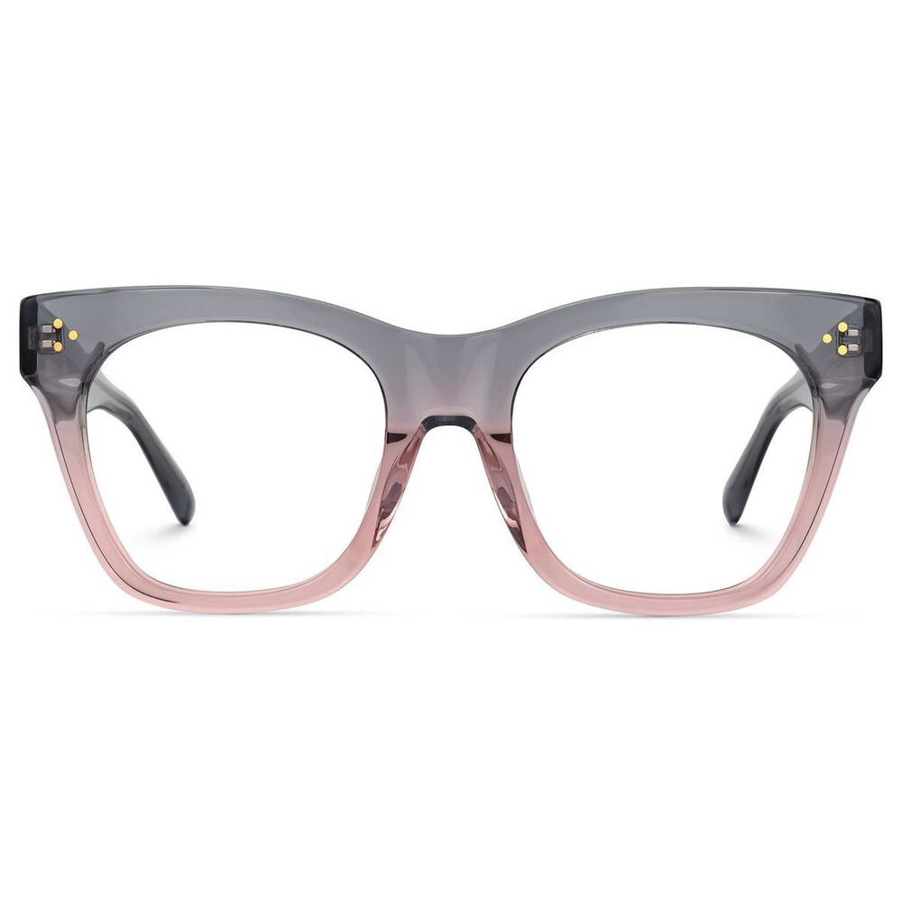 Tandy Rectangle Gray & Pink Acetate Eyeglasses Frames w/ Clear Lenses